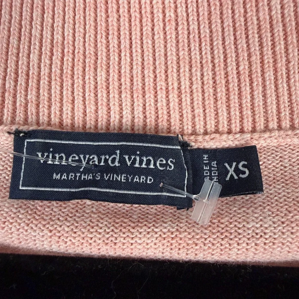 Vineyard Vines Sweater Women's XS Pink 100% Cotton Knit V-Neck Classic Pullover